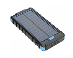 Cellect Solar hordozható napelemes külső akkumulátor, vésztöltő powerbank zseblámpa funkcióval, 10000mAh